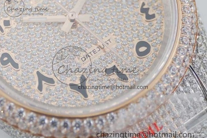 Markers Dial SS Edition A2824 Best Arabic Full on RG 41 Diamonds Bracelet TWF 1:1 Datejust 0313